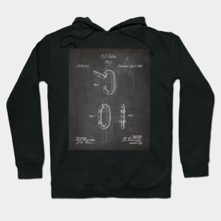 Carabiner Ring Patent - Rock Climber Mountain Climbing Art - Black Chalkboard Hoodie